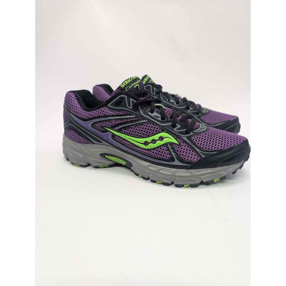 Saucony Cohesion 7 Womens Running Shoes Purple Lime Green S15183-11 Size 9.5